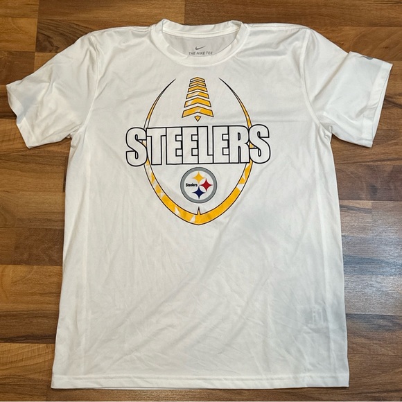 Nike Dri Fit Polyester Pittsburgh Steelers NFL White M Short Sleeve T Shirt Mens - Picture 1 of 5